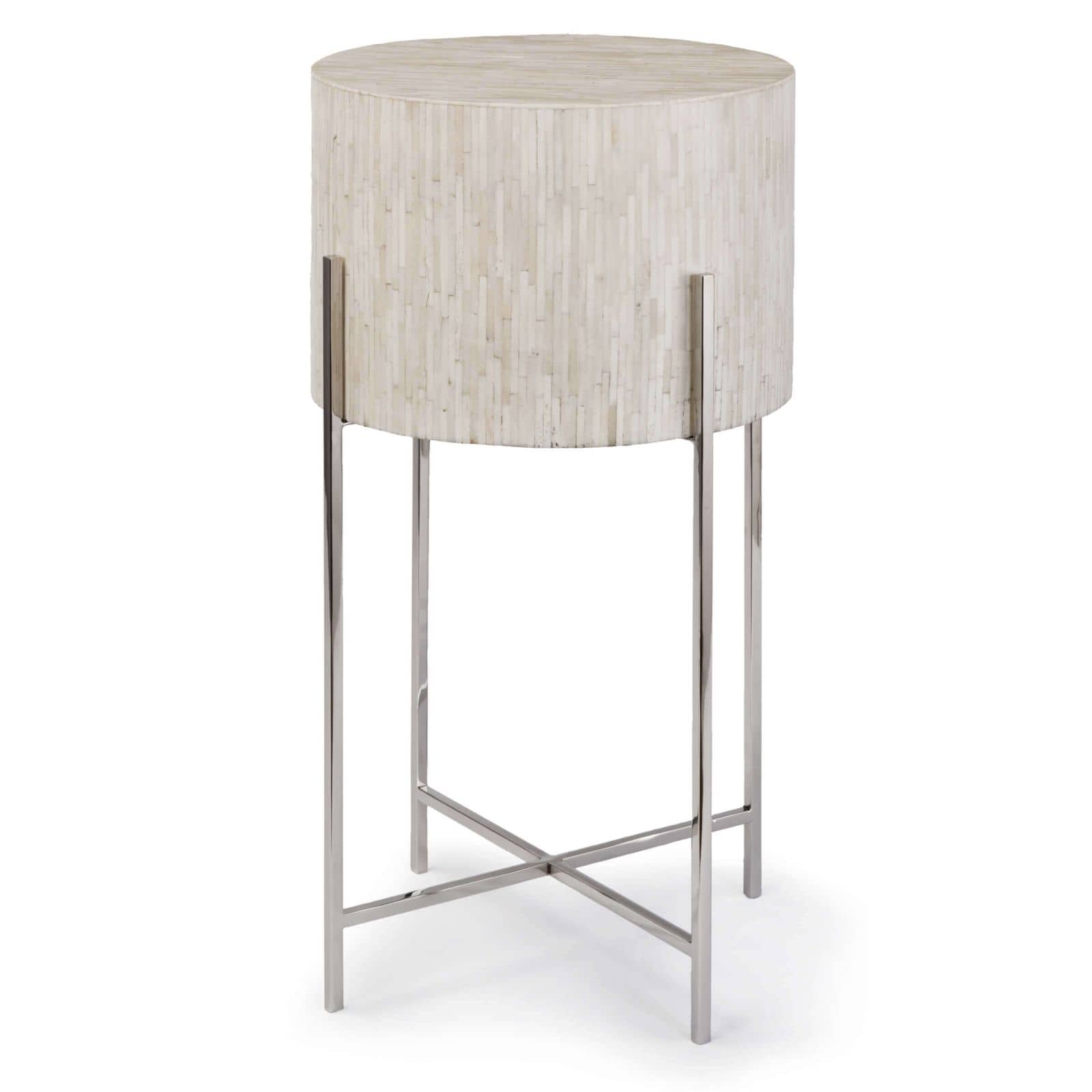 White drum end table discount